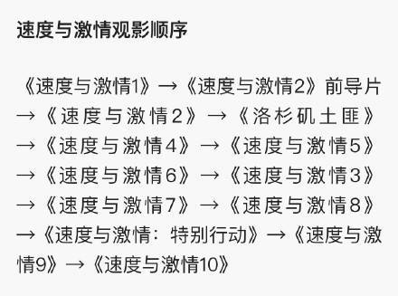 《速度与激情》的正确观影顺序并不是数字从小到大的.