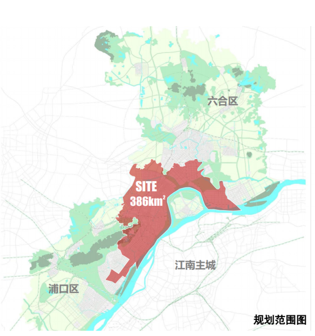 规划范围为:为江北新区直管区管辖范围,涉及7个街道,包括盘城街道
