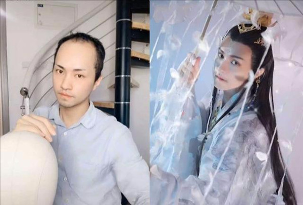 网红楚淇新照再遭质疑秃头男神摆脱网红滤镜对比反差明显