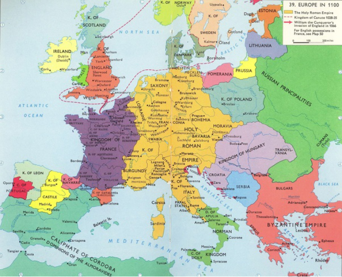 在公元1000年左右,东法兰西亚和中法兰西亚重新统一,成为神圣罗马帝国