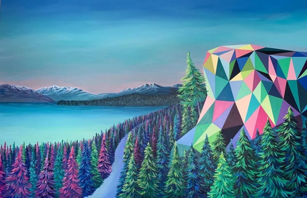 她打破常规把山景画得像钻石一样独特的几何风景艺术令人赞叹
