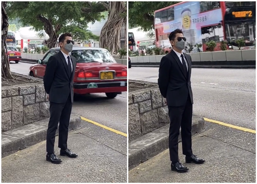 搞笑郭富城穿西服正装在路边等公交路人还以为他是谁的保镖