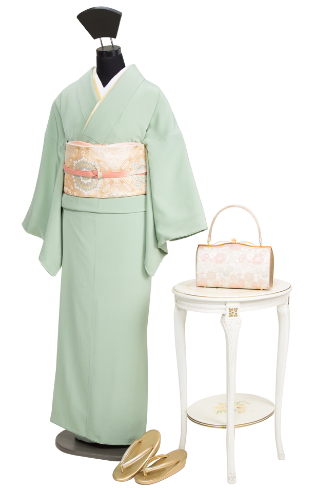 整件和服只有单一色彩(除了黑色,黑色是丧服),没有图案,但是又暗纹