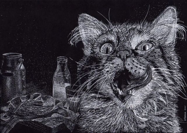 打破常规这位大神用白笔在黑纸上画超写实视觉冲击太强了