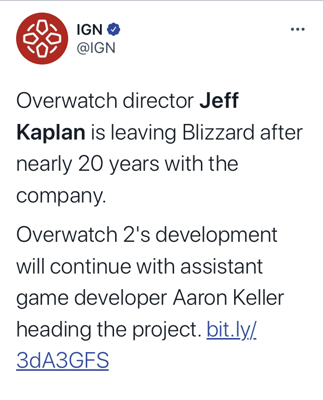 《守望先锋》总监jeff宣布离职|守望先锋|jeff|jeff kaplan|暴雪