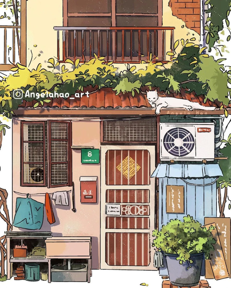 好精致的马克笔画街边的小店竟能被画得如此精致