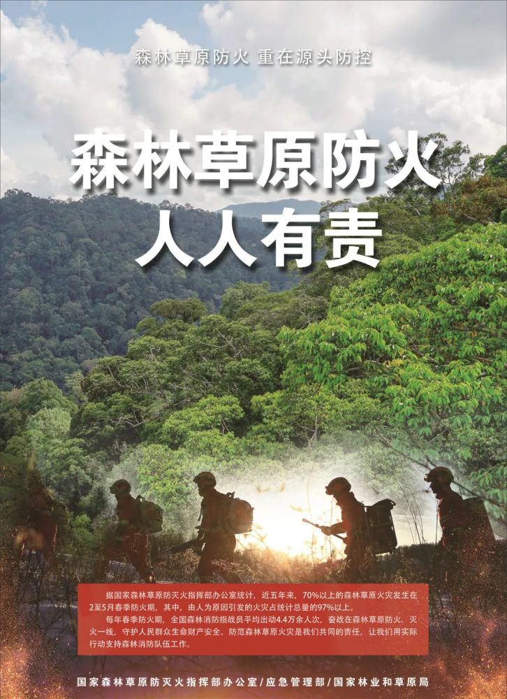 海报森林草原防火人人有责