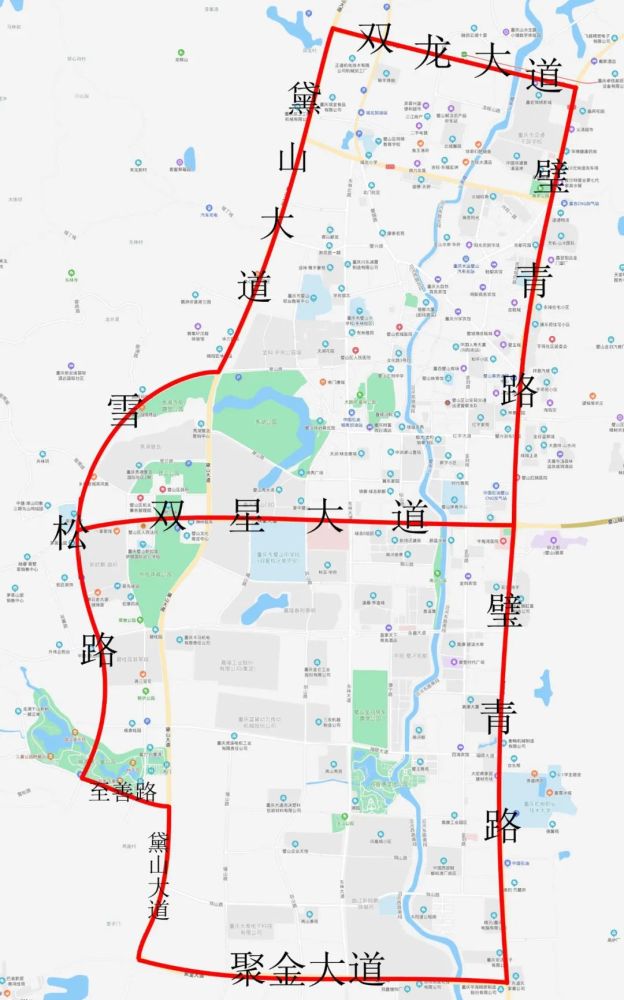 限行区域:双龙大道-黛山大道-雪松路-至善路-黛山大道-聚金大道-璧青