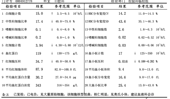 白血病的血常规指标图图片