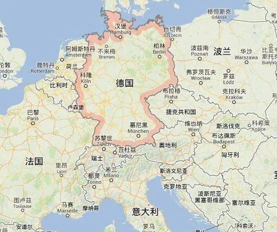 德国在地图上的位置图片