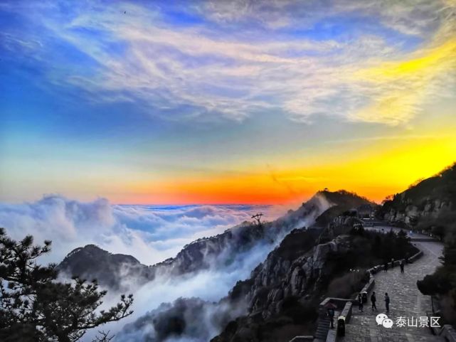 雨后岱顶惊现碧霞宝光,旭日东升,云海玉盘,晚霞夕照四大奇观