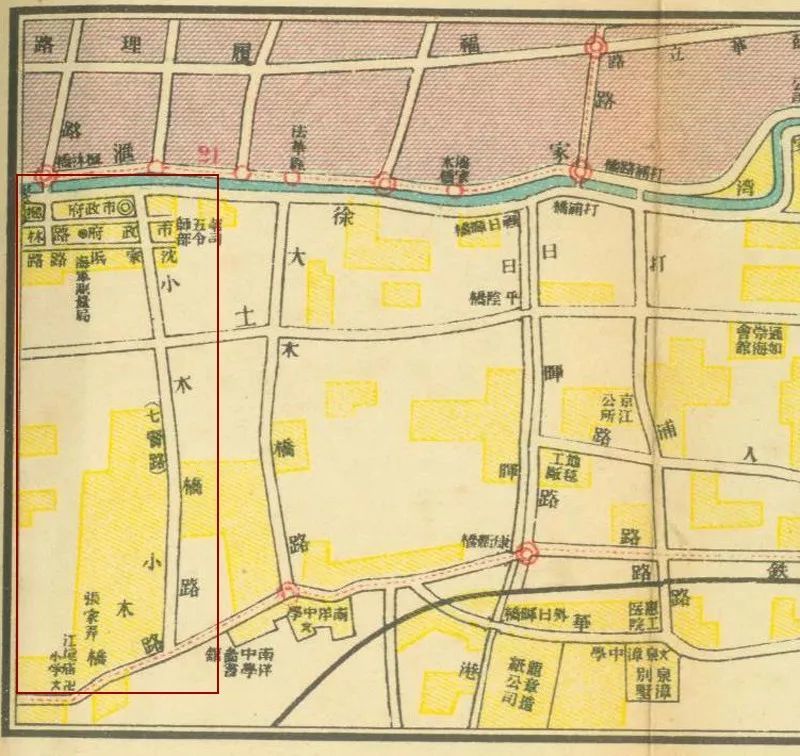 1929年上海分區地圖中明確標註了小木橋路原名七賢路.