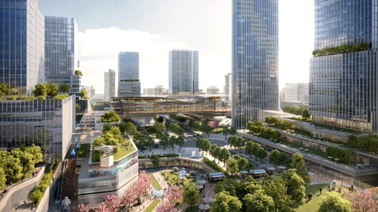 马东产城融合发展示范区中心地区效果图马东产城融合发展示范区中心