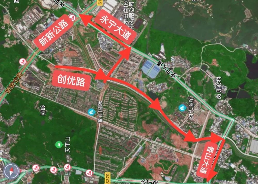 永宁街新新公路塔岗段围蔽施工请这样绕行