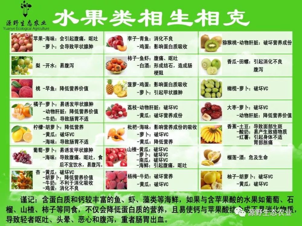 水果食物相剋大全,建議收藏!