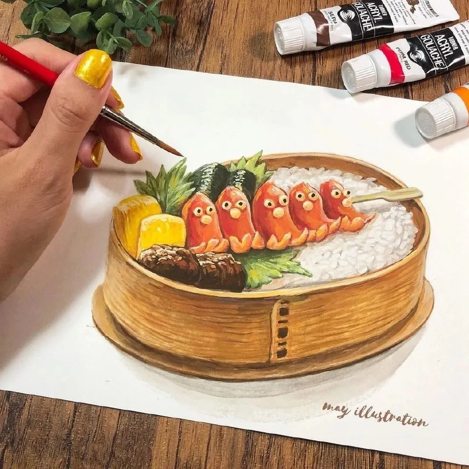 钢笔淡彩民以食为天