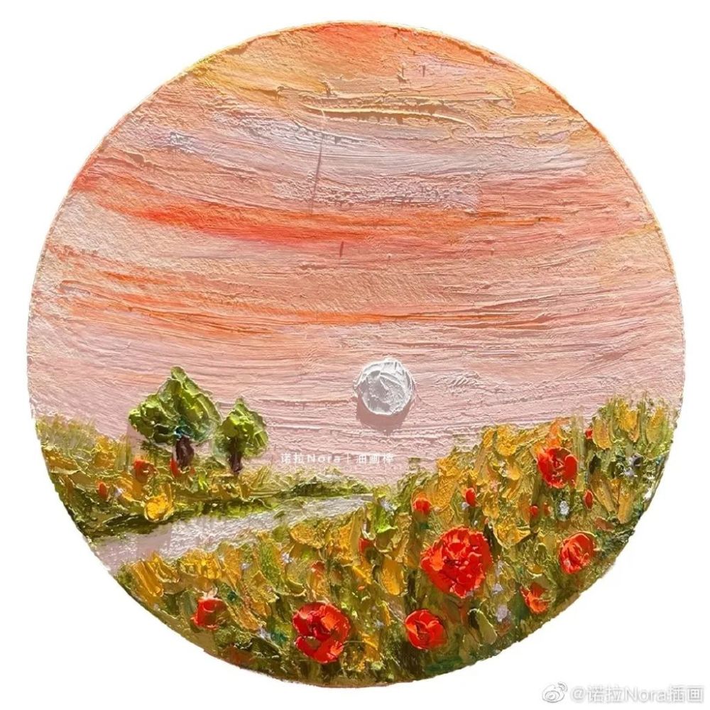 重彩油画棒画画,也可以美成这样!色彩感太牛了,一根画笔走天下!