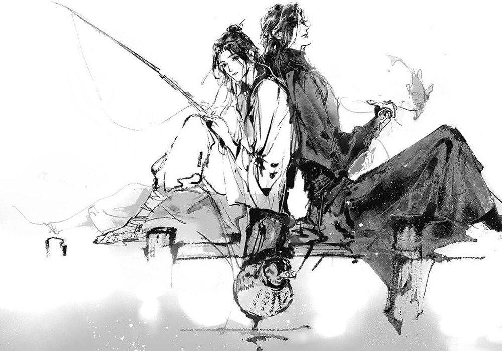 《天官赐福》长阳画的花怜,谢怜有仙人气质,黑白画风很耐看!