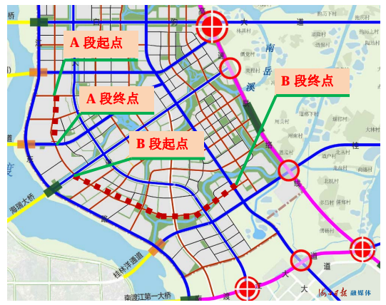 江秀路项目北起现状椰海大道,东至规划顺达路,全长4.