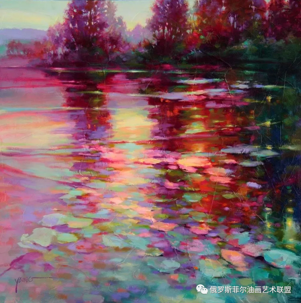 色粉欣赏色彩表现浑然天成她画出了心中的睡莲