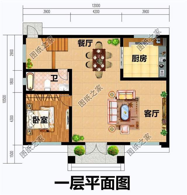 層別墅設計圖,簡歐風格,帶旋轉樓梯設計圖紙介紹:本戶型佔地100平方米