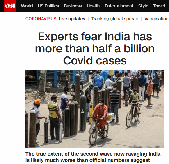 综合美国有线电视新闻网27日报道 印度是目前世界上最严重的新冠病毒
