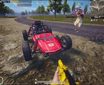 和平精英:继摩托车皮肤之后,又一款双人载具红色蹦蹦车它来了