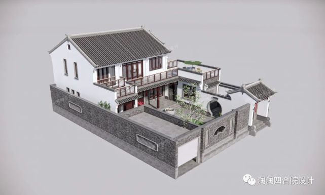 北方农村小院,河南开封两层新中式庭院别墅—润润四合院设计刘鹰