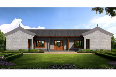 卧室×5,卫生间×2,客户待定空间本户型为一层三合院房屋别墅设计图