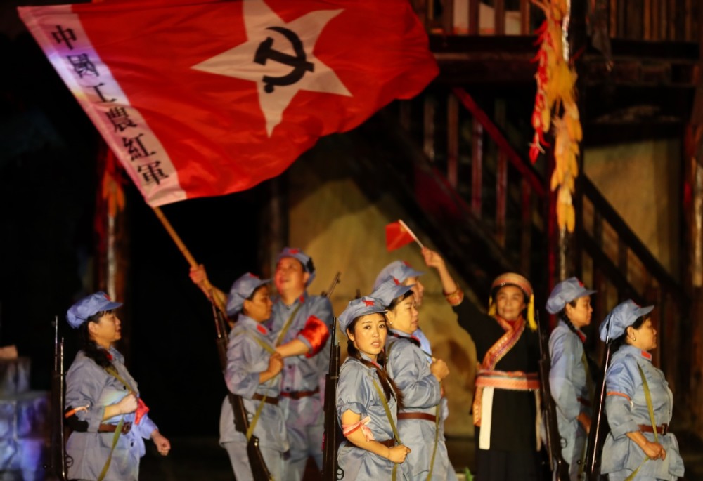 广西灌阳排演红色舞台剧传颂红军长征湘江战役故事