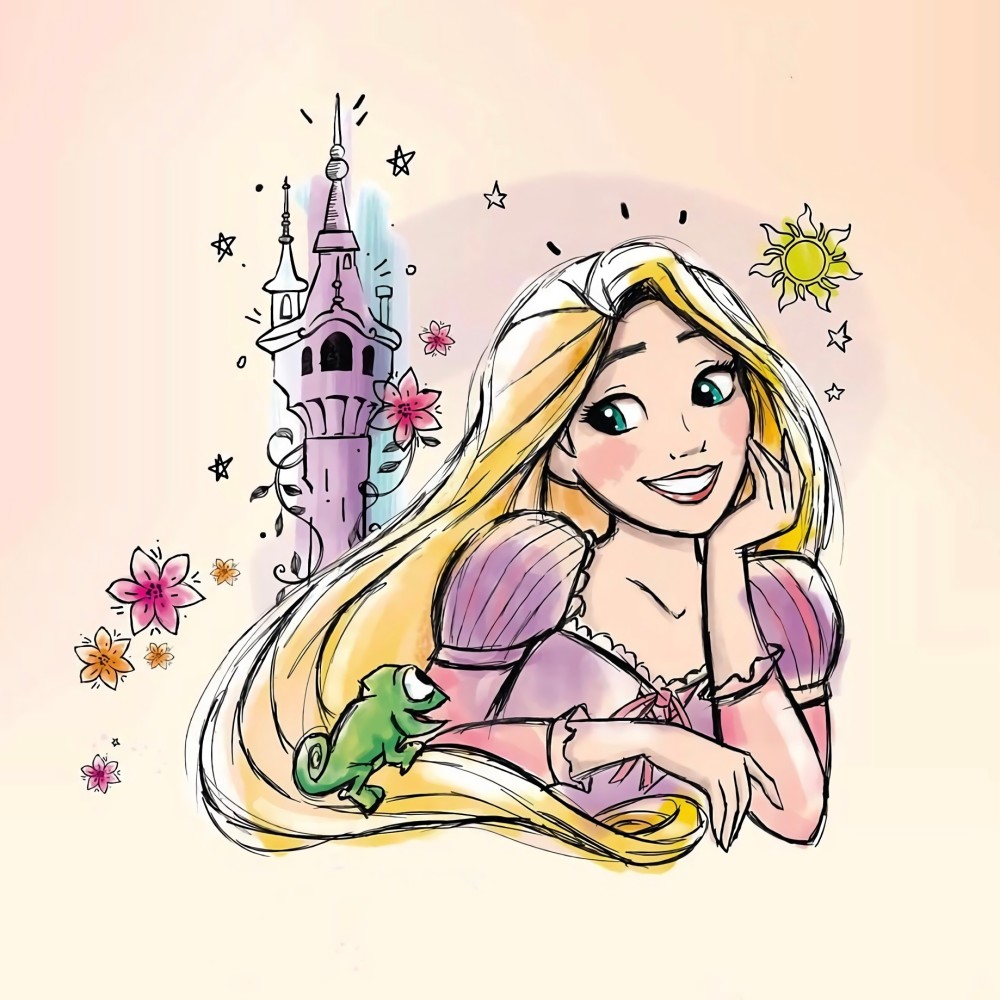 彩绘版本的迪士尼公主木兰花枝招展爱丽儿翘起尾巴