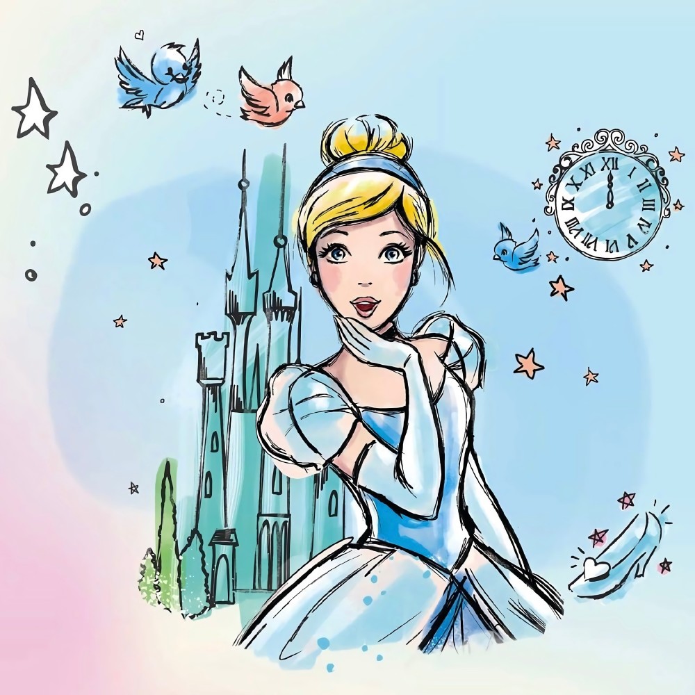 彩绘版本的迪士尼公主木兰花枝招展爱丽儿翘起尾巴