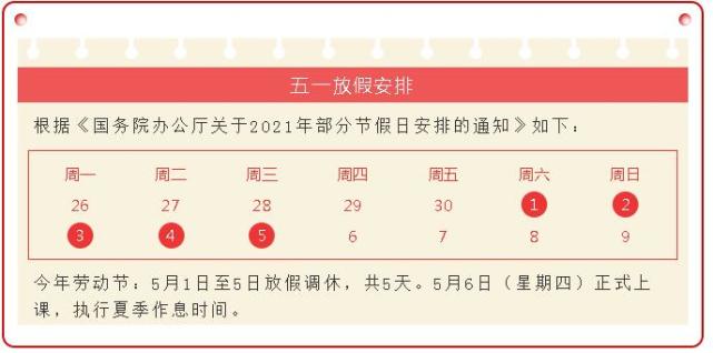 如下:五一放假安排放假时间安排2021年五一假期即将到来,为让孩子们