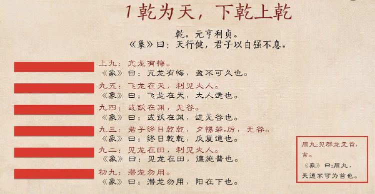 "降龙十八掌"中,许多招式比如:亢龙有悔,飞龙在天,见龙在田,潜龙勿用
