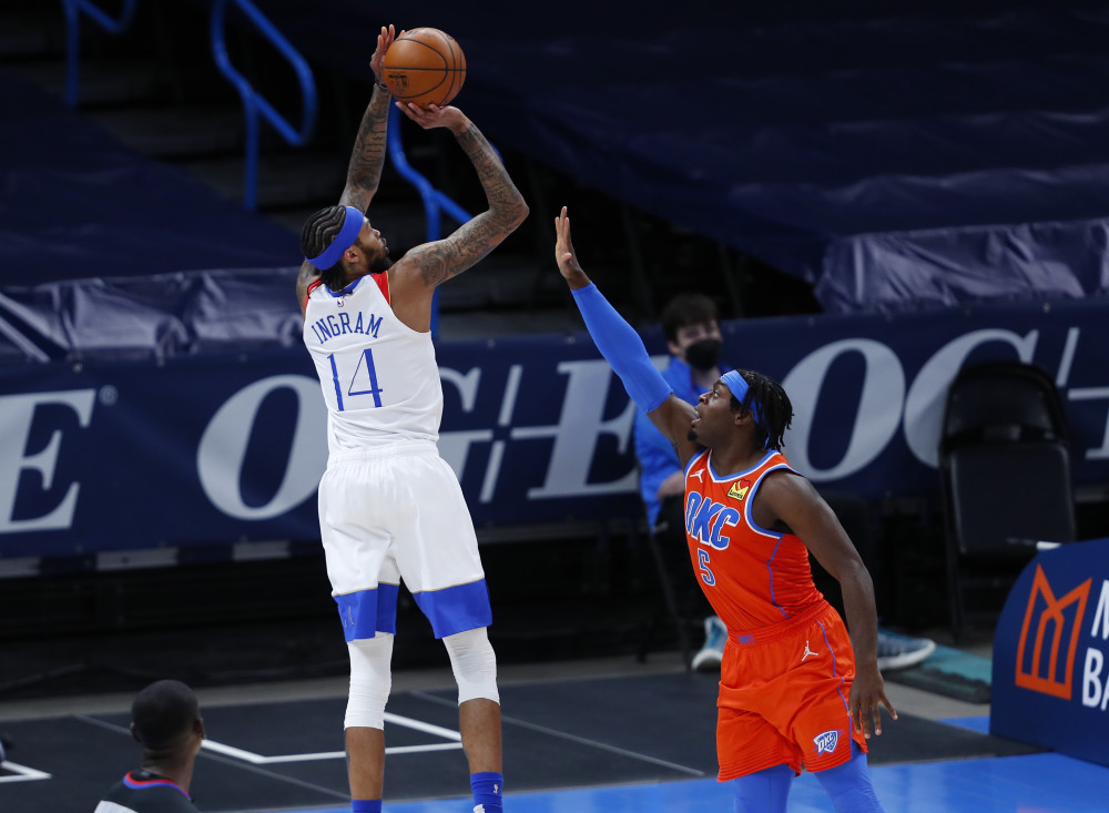 锡安27 8 6英格拉姆24 6 鹈鹕四人上双14分轻取雷霆