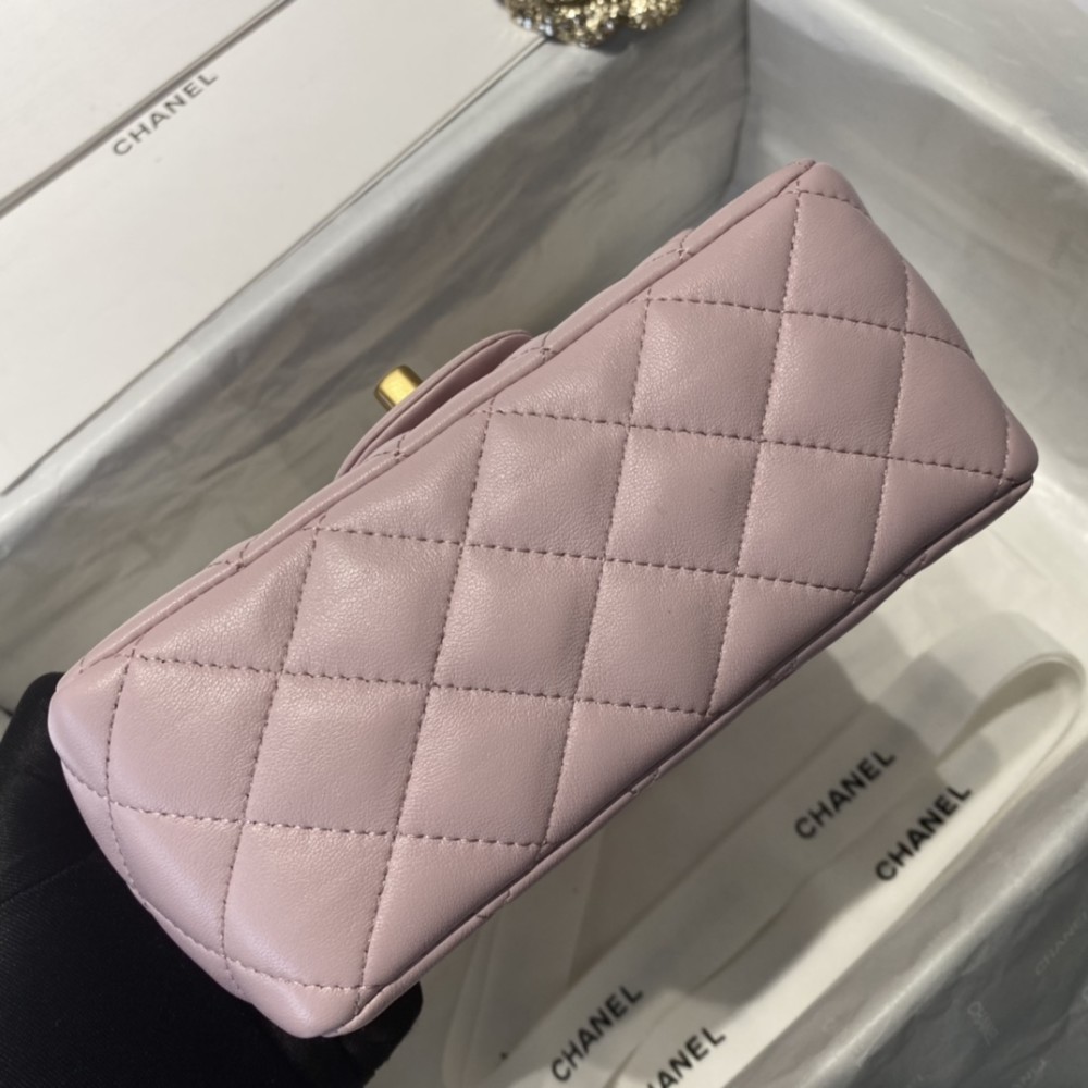 淡紫chanel爆款金属cfmini口盖包