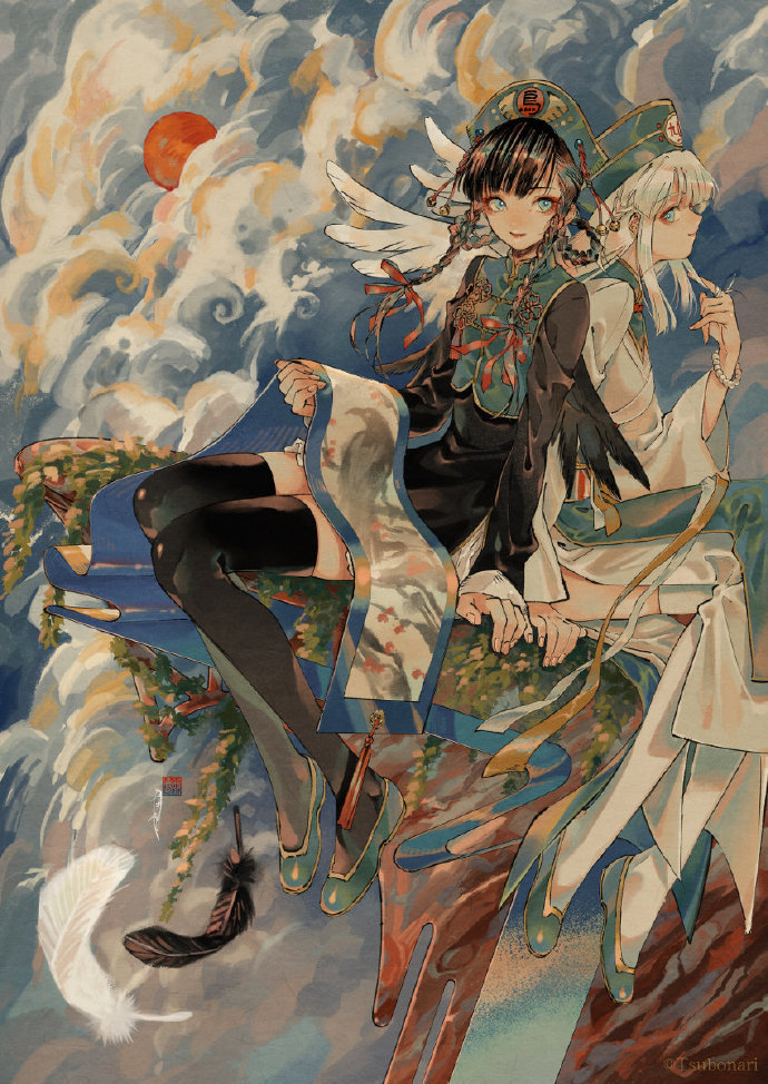 日式幻想风格插画,可爱的男孩子!来自插画师壶也