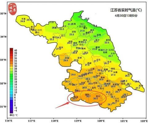 南京2021年首个30℃诞生!江苏5月的天气