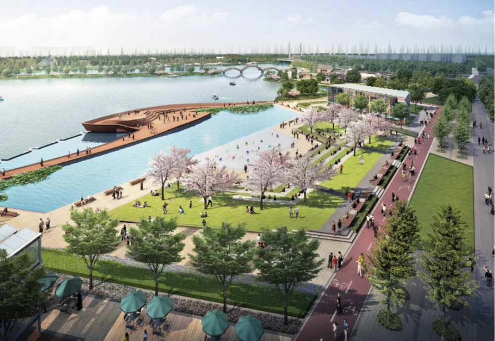 心海绿廊(在建)是台州体量最大的中央生态景观,作为城市绿色休闲客厅