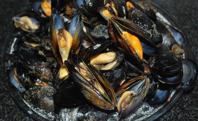 "海虹"又称贻贝,是北方常见的一种食用性贝类,双壳黑褐色.