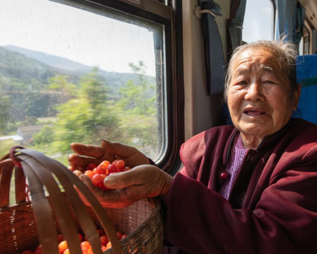 冕宁县的马光玉老奶奶带着自家种的樱桃前往西昌出售 每天她都会搭乘