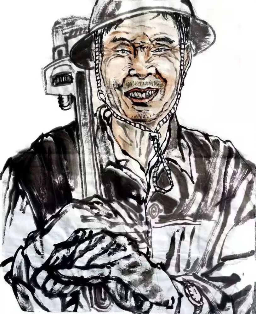 医务工作者建筑工人煤矿工人环卫工人创作的中国画《为最美劳动者唱