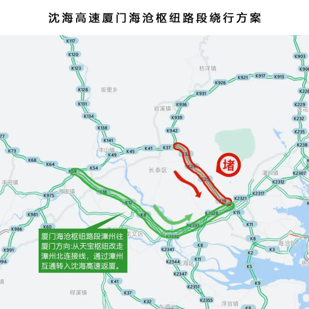 沈海高速泉州南安水头路段厦门往泉州方向3绕行线路:从古田收费站下