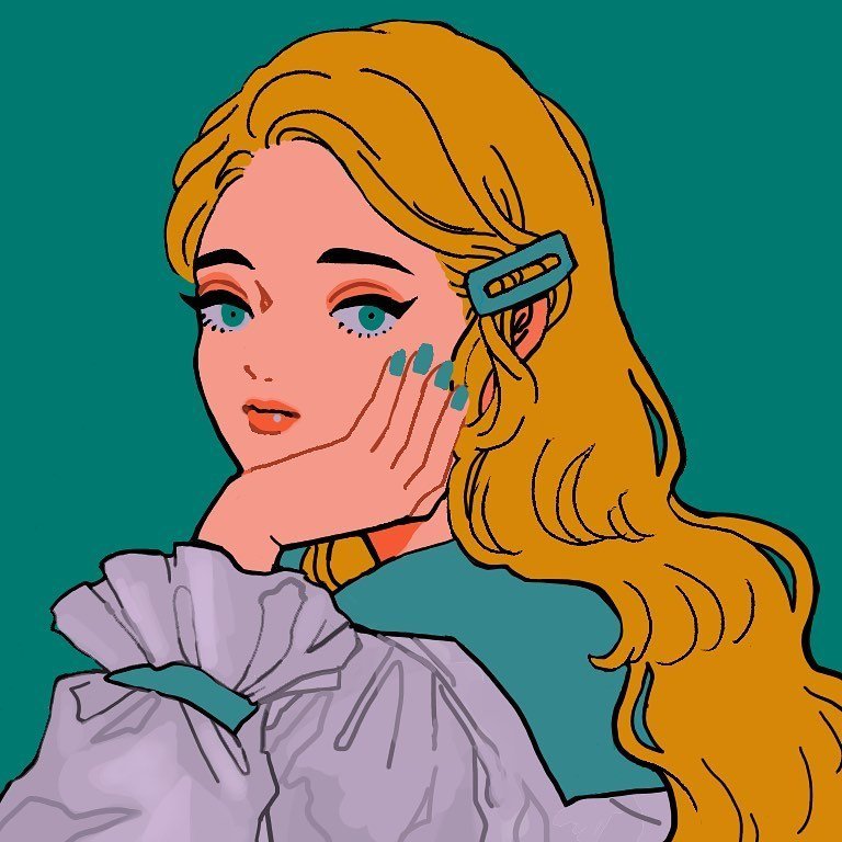 头像深色系复古人物插画头像