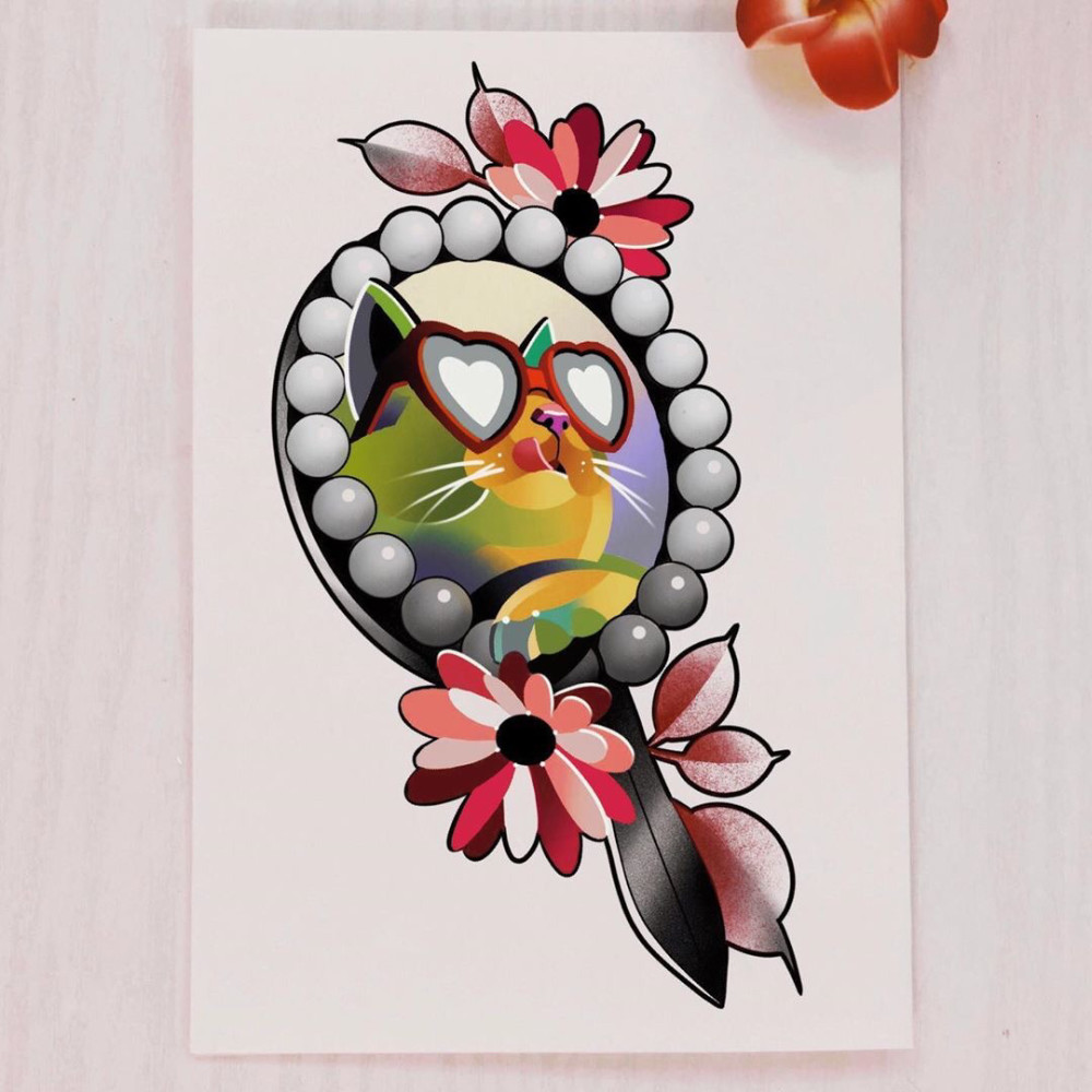 上海由龙纹身整理彩色小纹身手稿图案分享