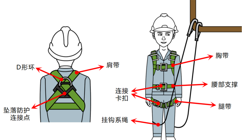 高空安全带正确系法图片