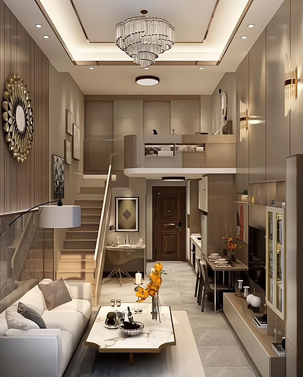 今天小编就为大家分享一对小夫妻的复式小公寓的装修设计案例,这是一