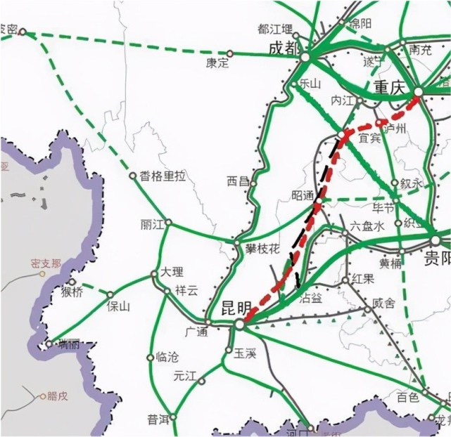 路线也不算绕,也就形成了成昆高铁线路,但是四川段是利用既有的成贵