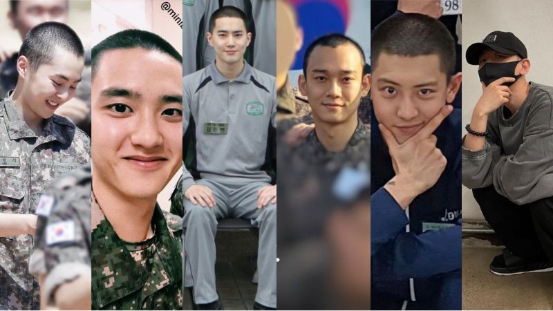 伯贤入伍啦exo传统摸头照也来啦只有sehun摸头的原因get