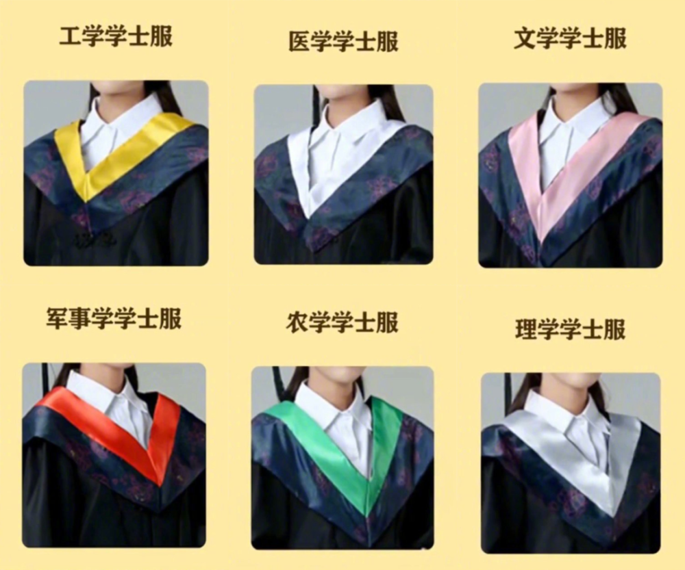 领口的颜色也会不同哦不同学科的学士服是不是都穿上学士服拍毕业照了